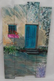 Blue Door Wood-Slat Painting
